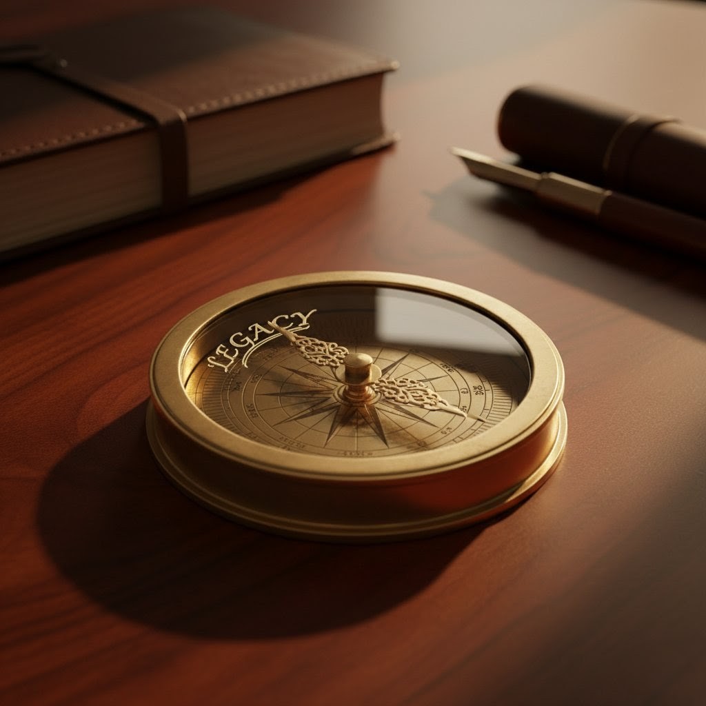 A compass pointing towards legacy